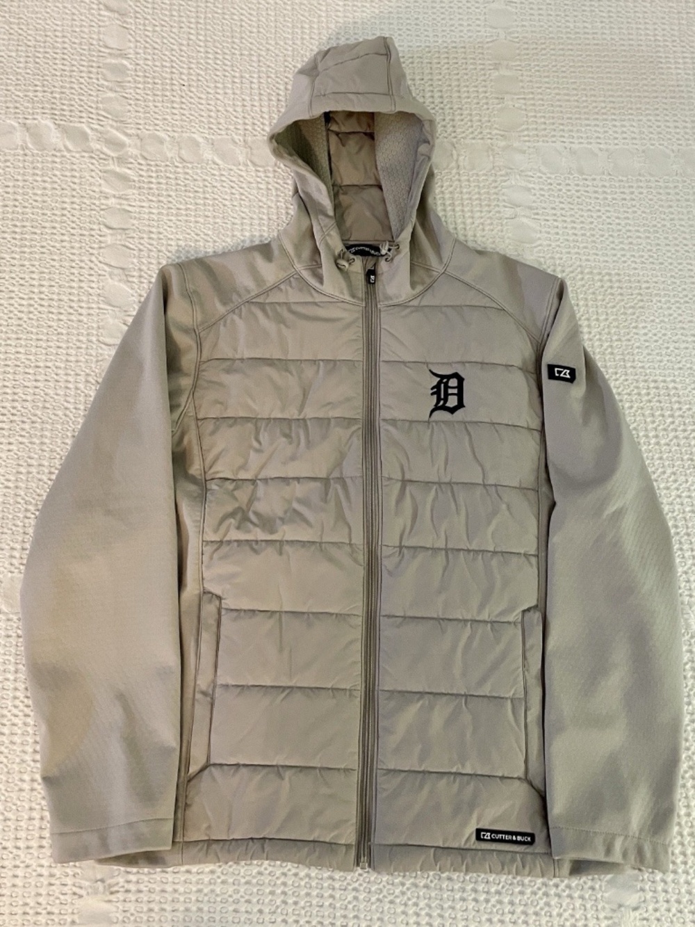 Detroit Tigers Cutter & Buck Evoke Hybrid Hooded Jacket Gray Men's Size M